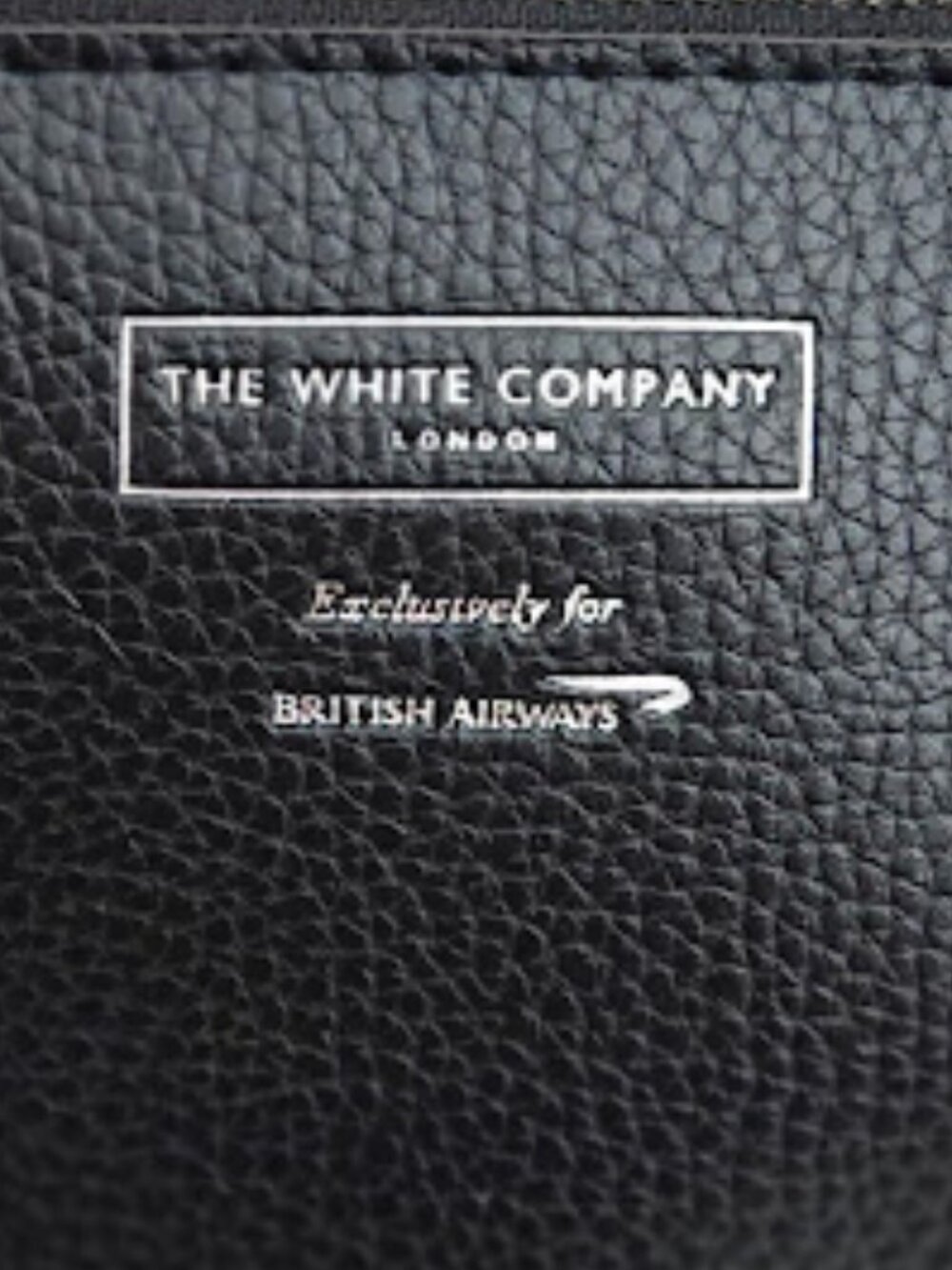 The White Company London British Airways Black Faux Leather Toiletry Bag